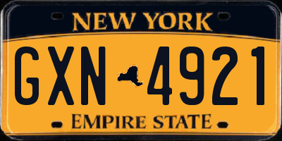 NY license plate GXN4921