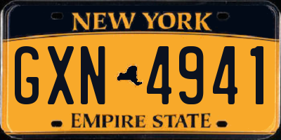 NY license plate GXN4941