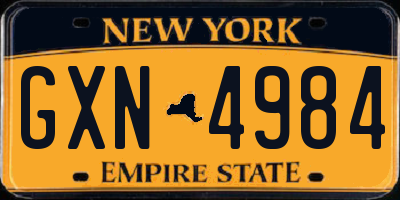 NY license plate GXN4984