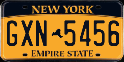 NY license plate GXN5456