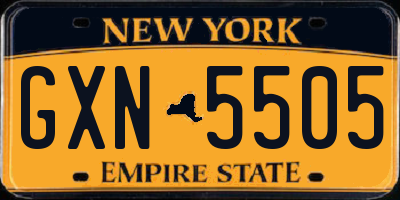 NY license plate GXN5505