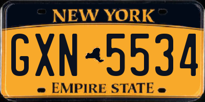 NY license plate GXN5534
