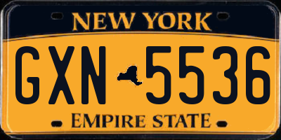 NY license plate GXN5536