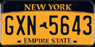 NY license plate GXN5643