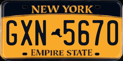 NY license plate GXN5670