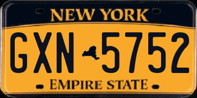 NY license plate GXN5752