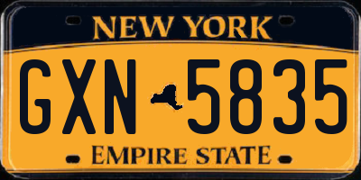 NY license plate GXN5835