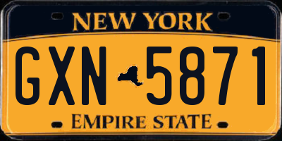 NY license plate GXN5871