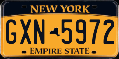 NY license plate GXN5972