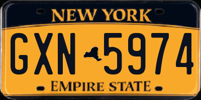NY license plate GXN5974