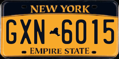 NY license plate GXN6015