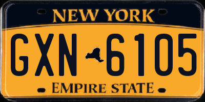 NY license plate GXN6105