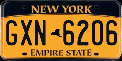 NY license plate GXN6206