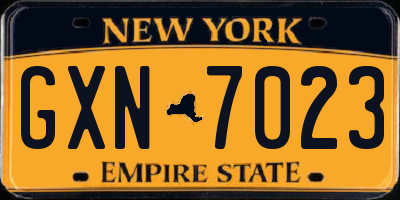 NY license plate GXN7023