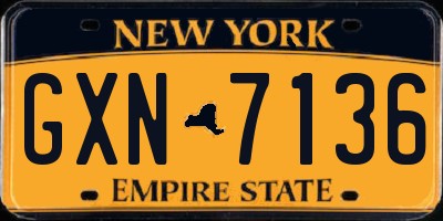 NY license plate GXN7136