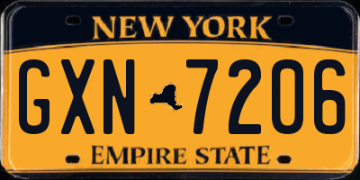 NY license plate GXN7206