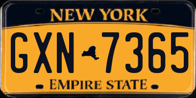 NY license plate GXN7365
