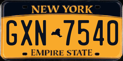 NY license plate GXN7540