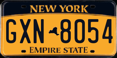 NY license plate GXN8054