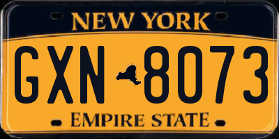 NY license plate GXN8073