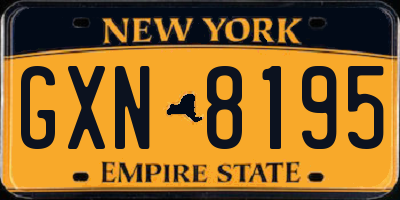 NY license plate GXN8195