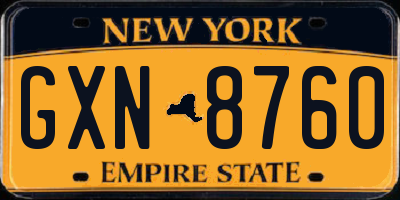 NY license plate GXN8760
