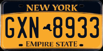 NY license plate GXN8933