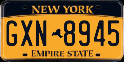 NY license plate GXN8945