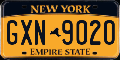 NY license plate GXN9020
