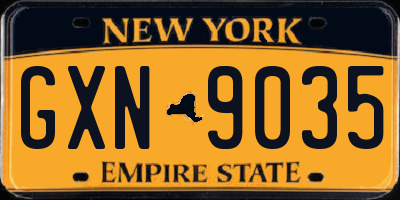 NY license plate GXN9035