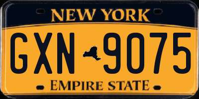 NY license plate GXN9075