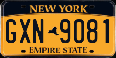 NY license plate GXN9081