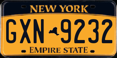 NY license plate GXN9232