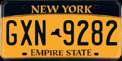 NY license plate GXN9282