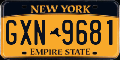 NY license plate GXN9681
