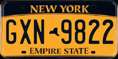 NY license plate GXN9822
