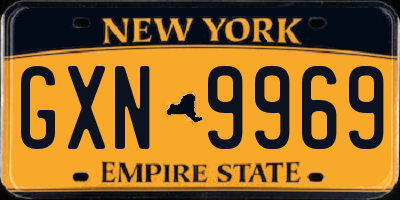 NY license plate GXN9969