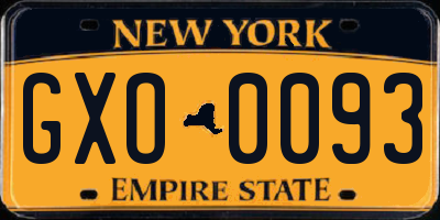 NY license plate GXO0093