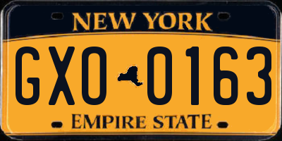 NY license plate GXO0163