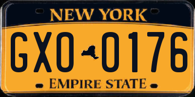 NY license plate GXO0176
