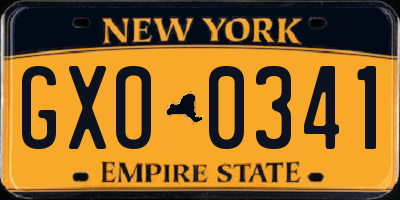 NY license plate GXO0341