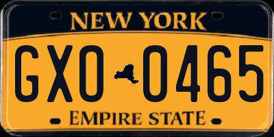 NY license plate GXO0465