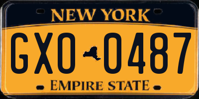 NY license plate GXO0487