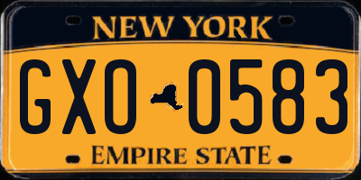 NY license plate GXO0583