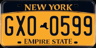 NY license plate GXO0599