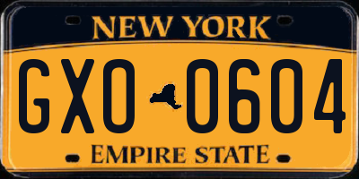 NY license plate GXO0604