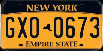 NY license plate GXO0673
