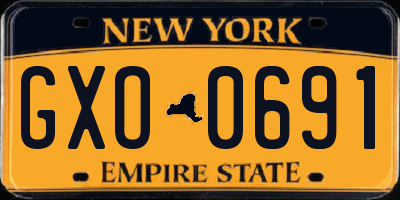 NY license plate GXO0691