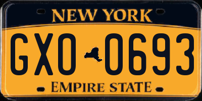 NY license plate GXO0693