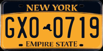 NY license plate GXO0719